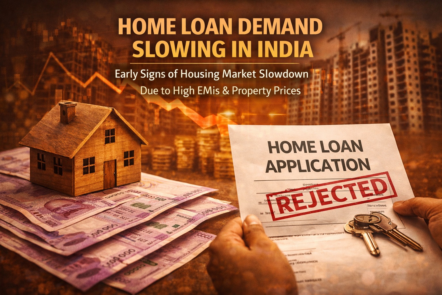 Home loan demand slowing in India showing early signs of housing market slowdown due to high EMIs and property prices